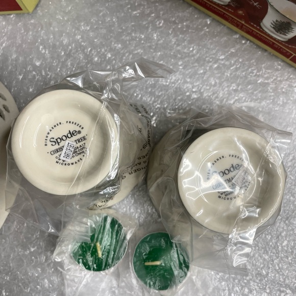 Spode Christmas Tree Pierced Heart Dish & Pair of Votive Candle Holders - Picture 8 of 10